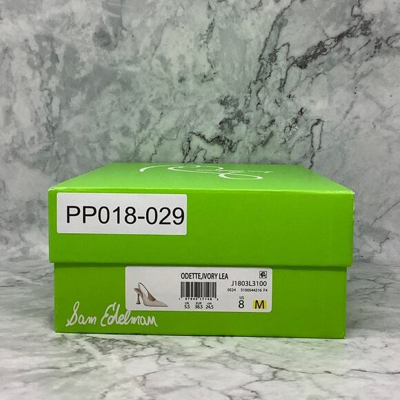 Sam Edelman Women's 8M Ivory Leather Odette Slingback Pumps Pointed Toe P18-29 - Picture 8 of 8